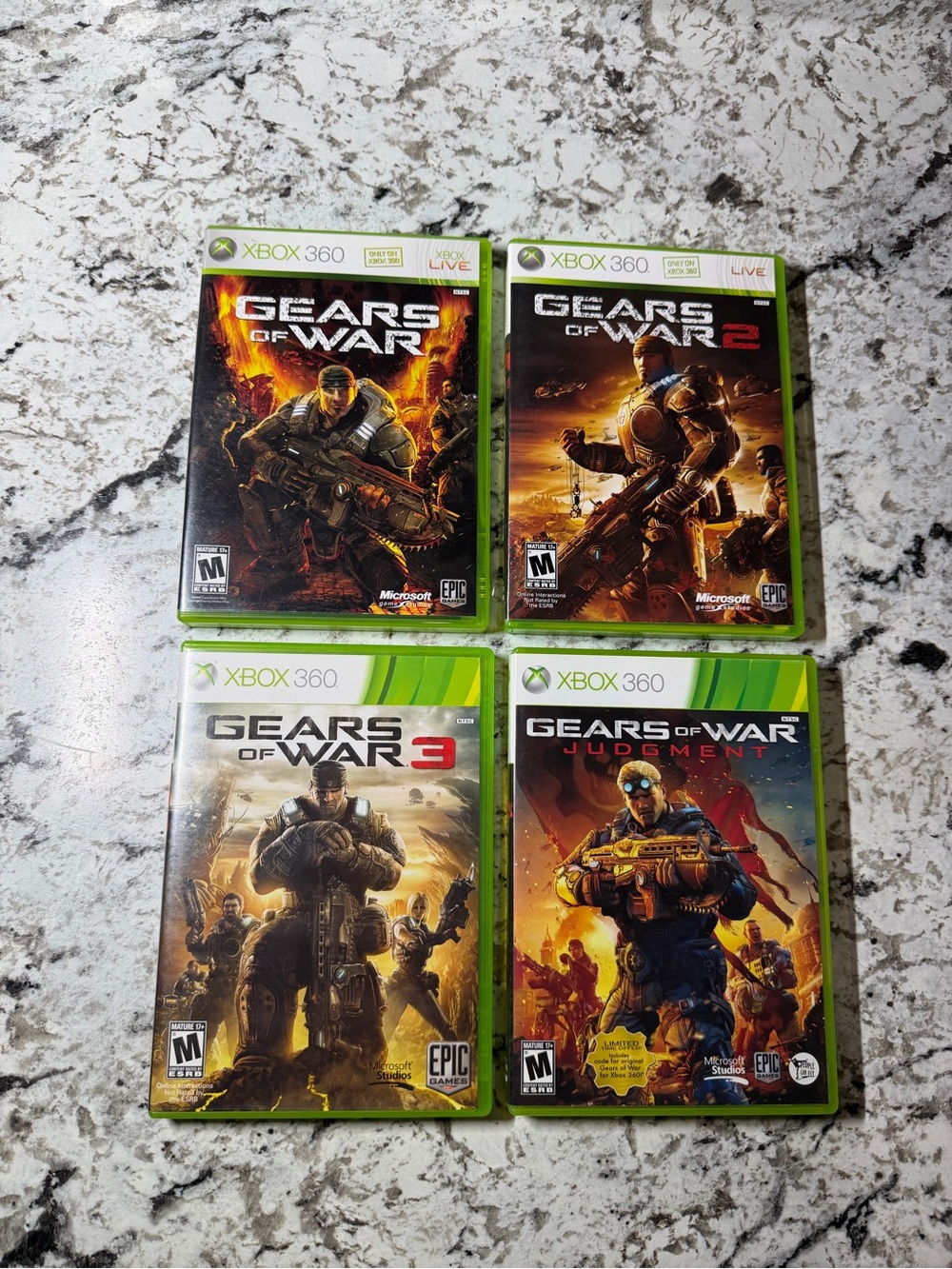 Gears of War 1, 2, 3 & Judgment Xbox 360 Game Lot
